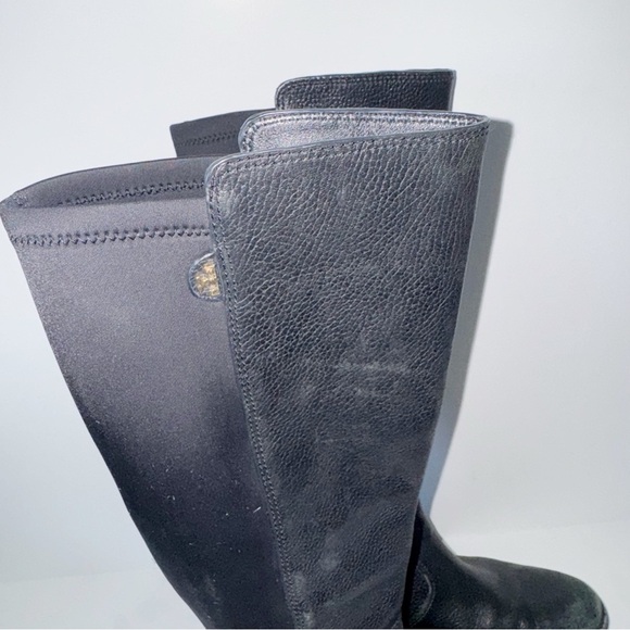 Tory Burch Selden Tall Riding Boots 8.5 Equestrian Black Leather Stretch Scuba - Picture 5 of 16